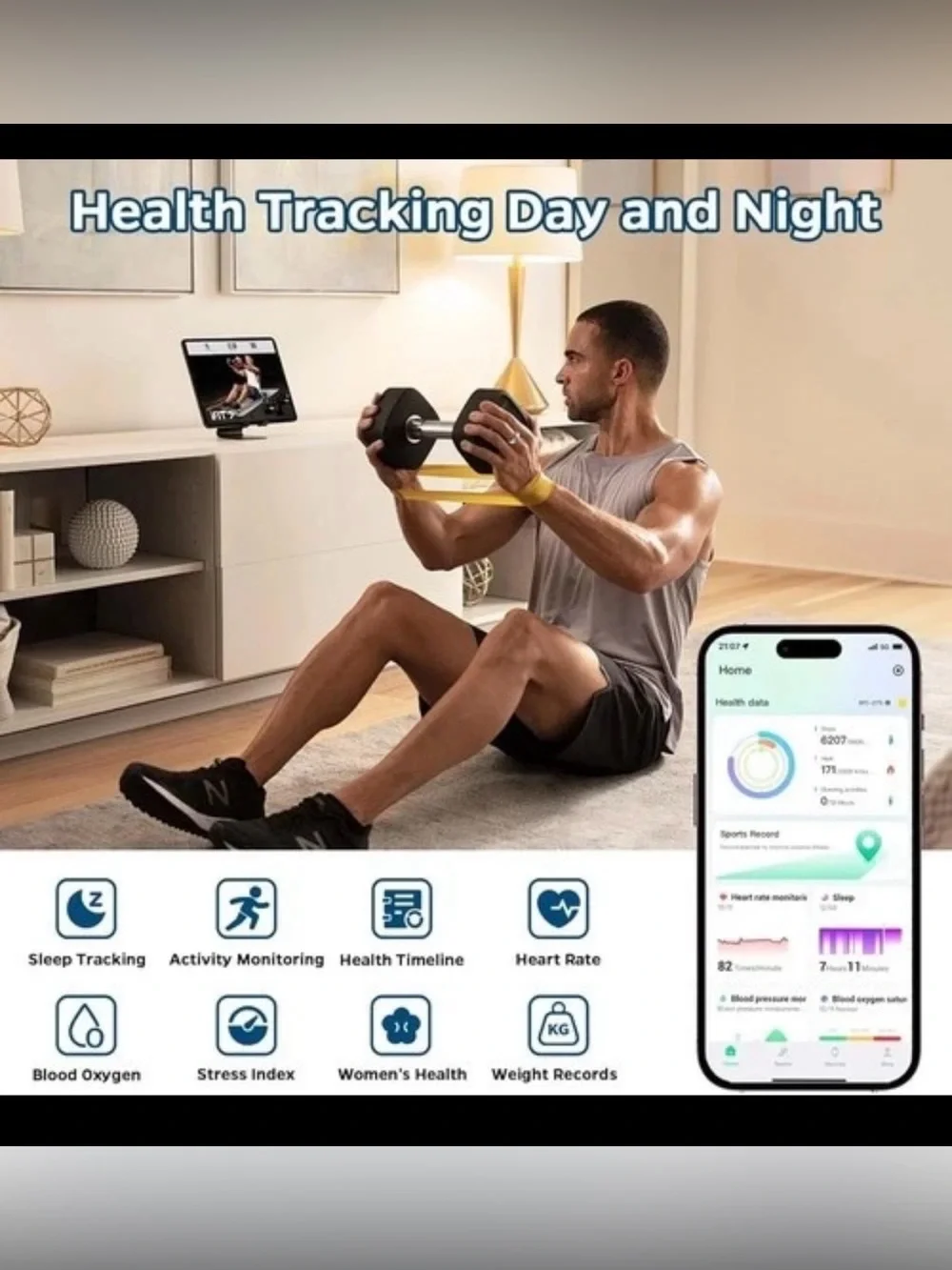JRing Smart Ring Heart Rate Monitor Blood Oxygen Sleep Tracker / Size 9 Gold